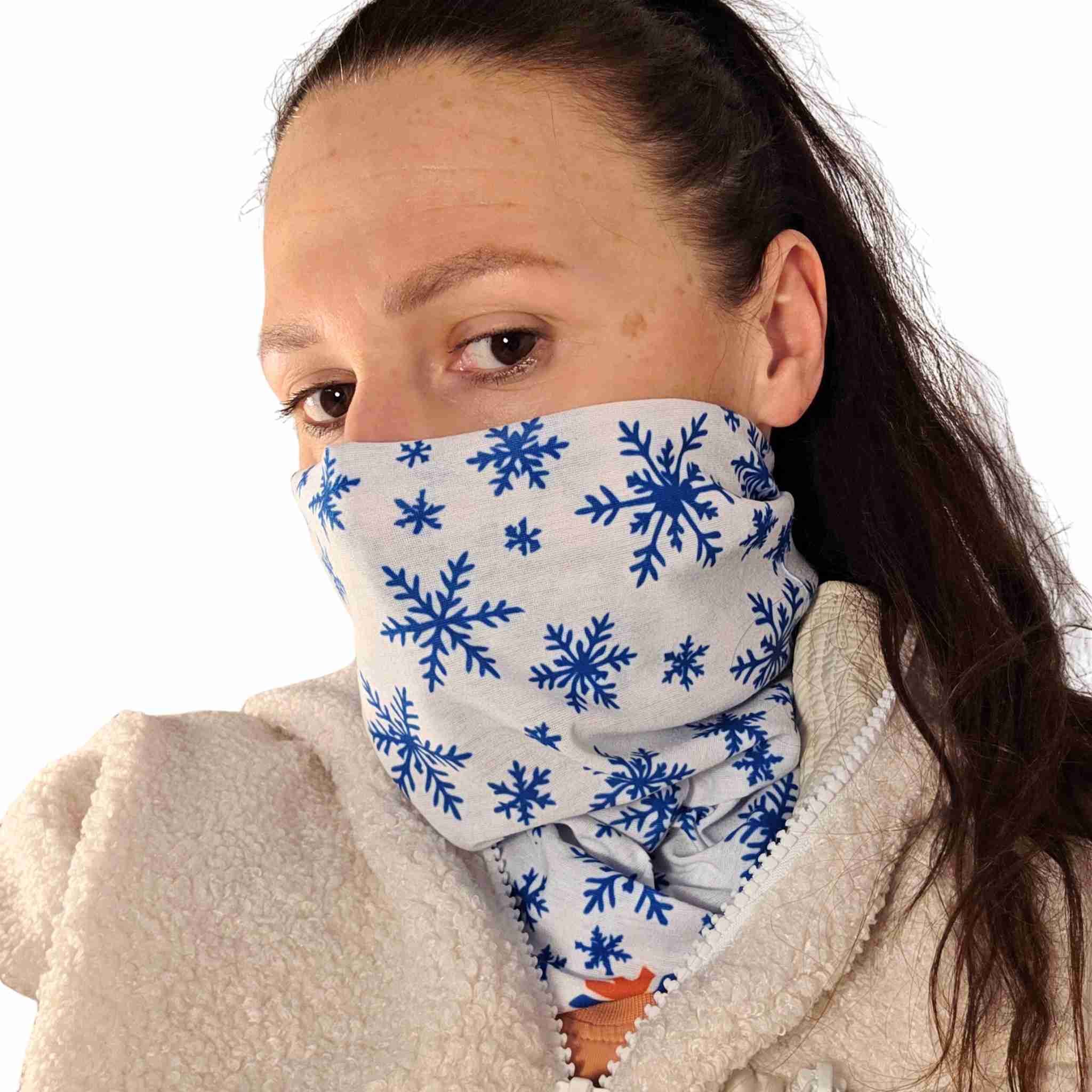 Multifunctional Telemark Skiing Headwear - Blue Winter Snowflakes