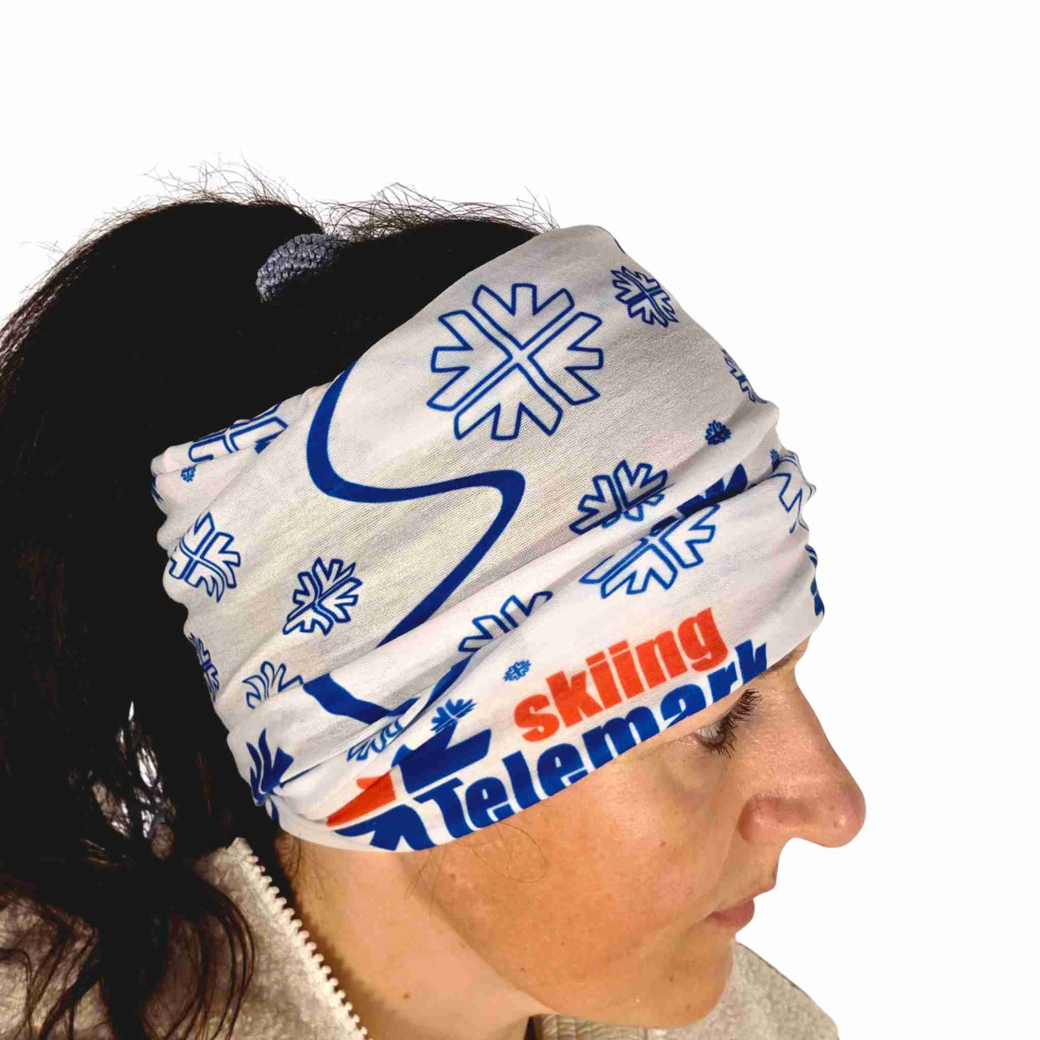 Multifunctional Telemark Skiing Headwear - white and skiline