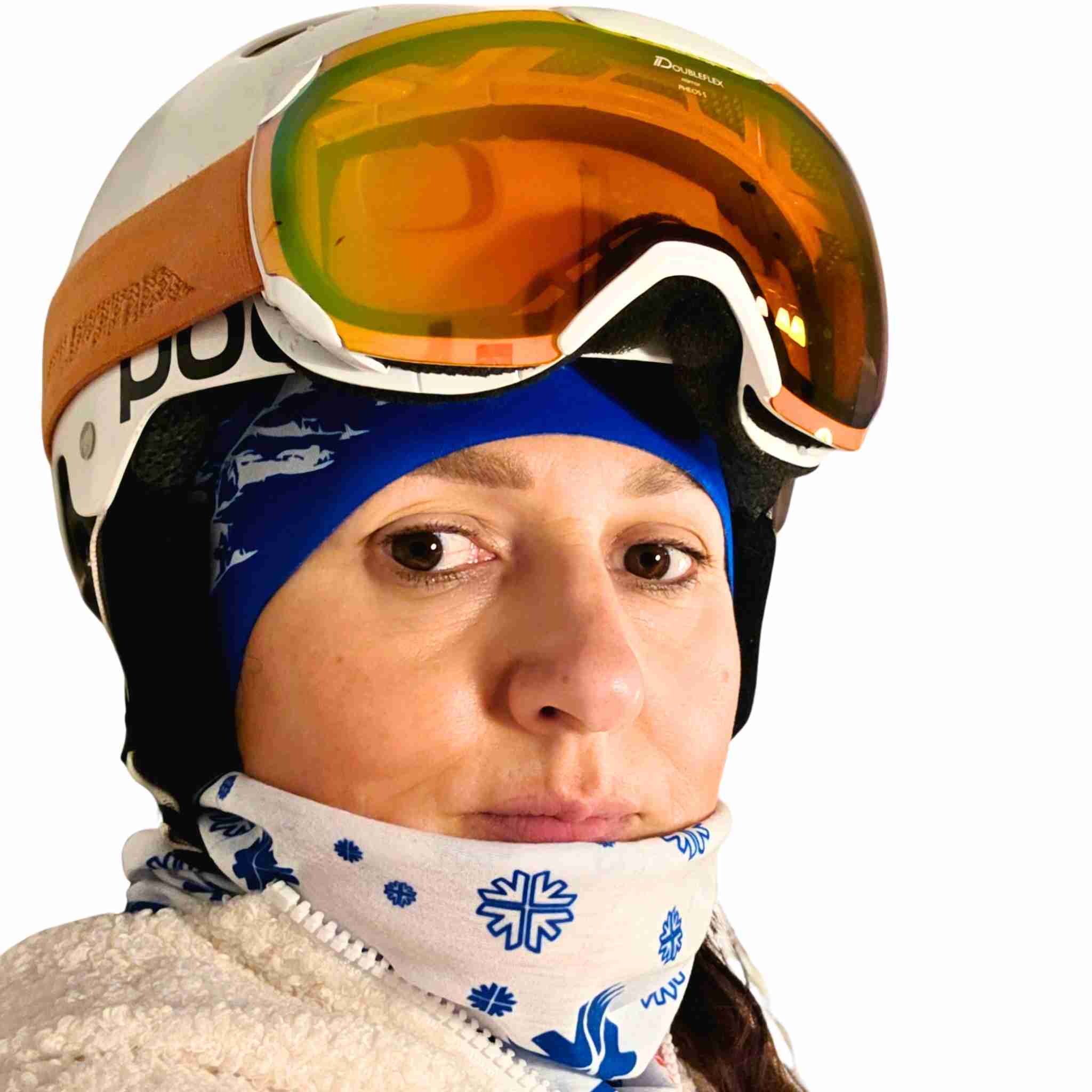 Multifunctional Telemark Skiing Headwear - white and skiline