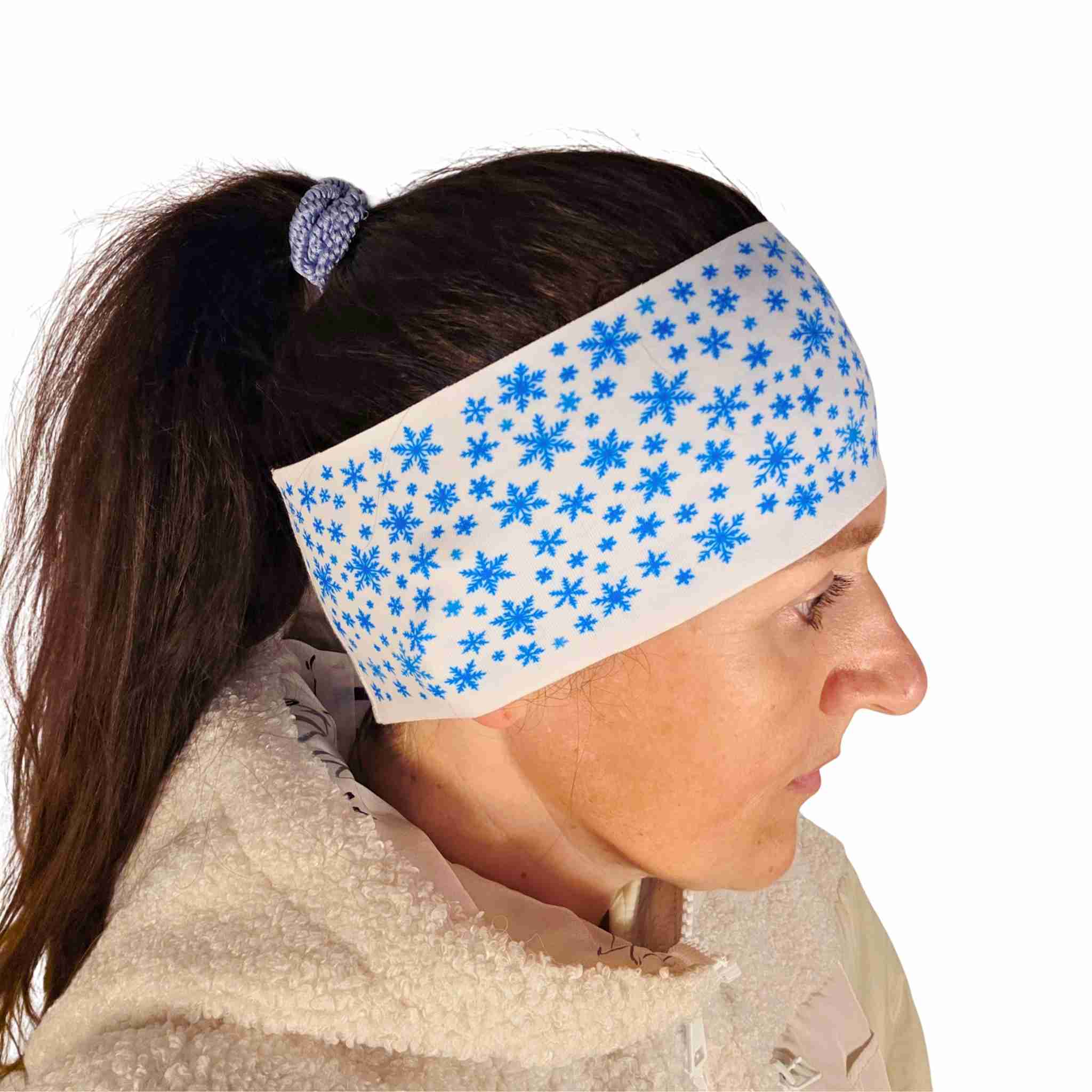 Headband Telemark Skiing - Blue Winter Snowflakes