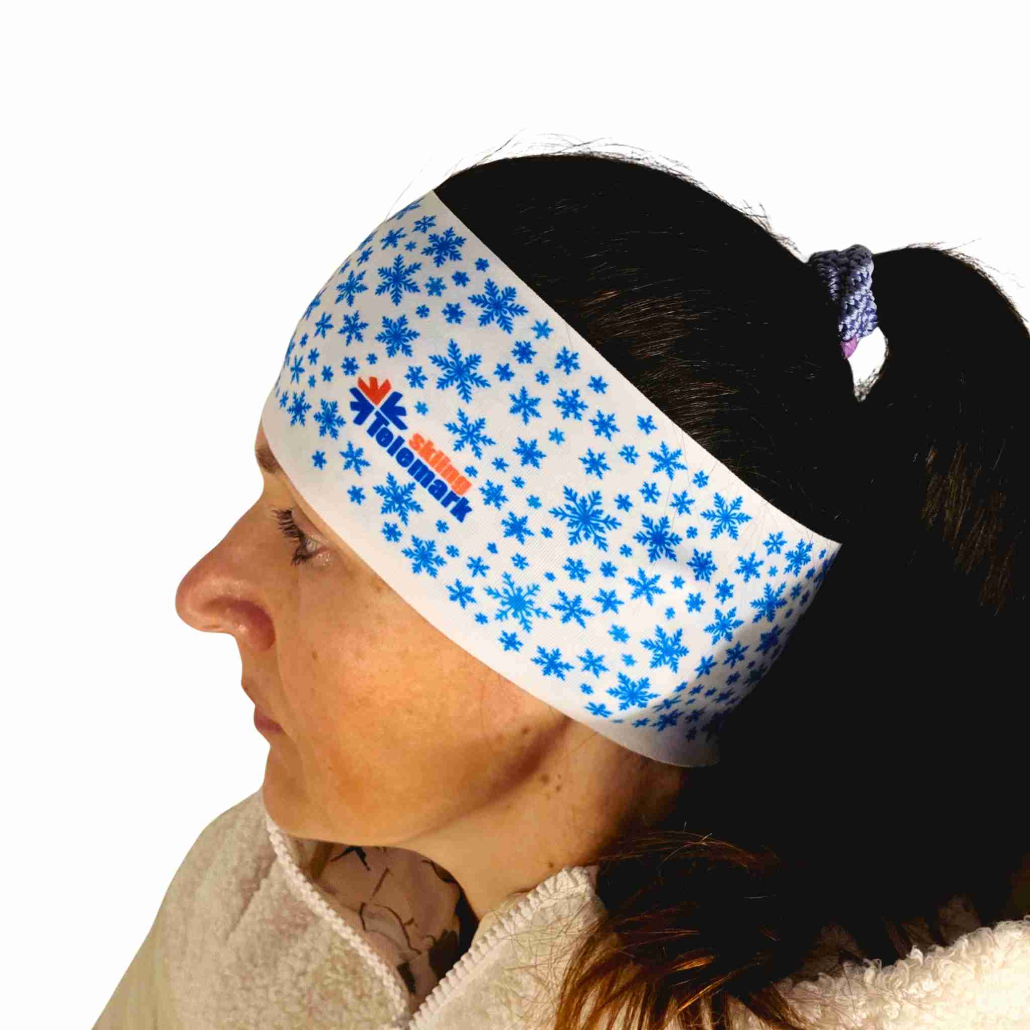 Headband Telemark Skiing - Blue Winter Snowflakes